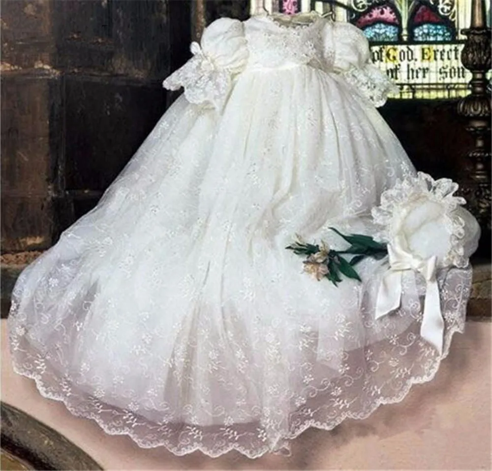 

Baby Girls Baptism Dress Princess Beads Birthday Party Wear Toddler Girl Lace Christening Gown Infant Neue Vintage Madchen