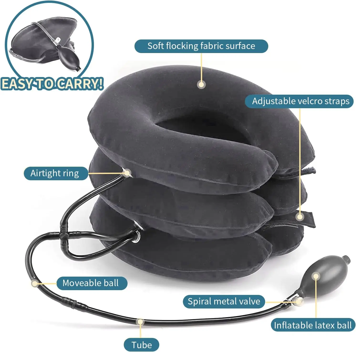 Cervical Neck Traction Device Relief for Chronic Neck & Shoulder Alignment Pain  Inflatable Neck Stretcher Collar