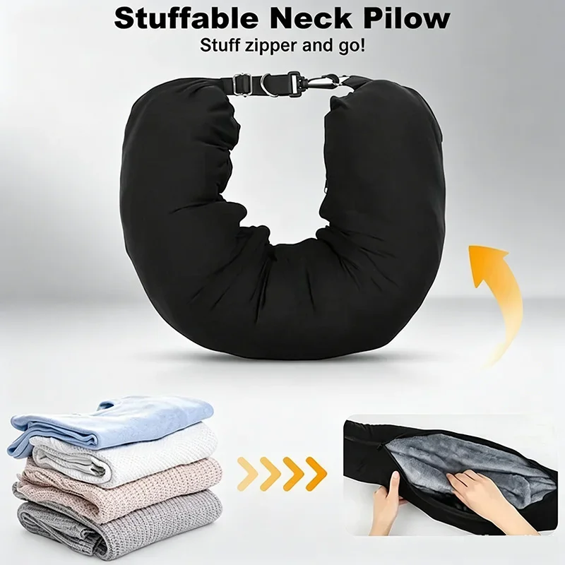 Compact Travel Neck Pillow with Adjustable Support – Space-Saving Comfort for Flights and Travel Adventures