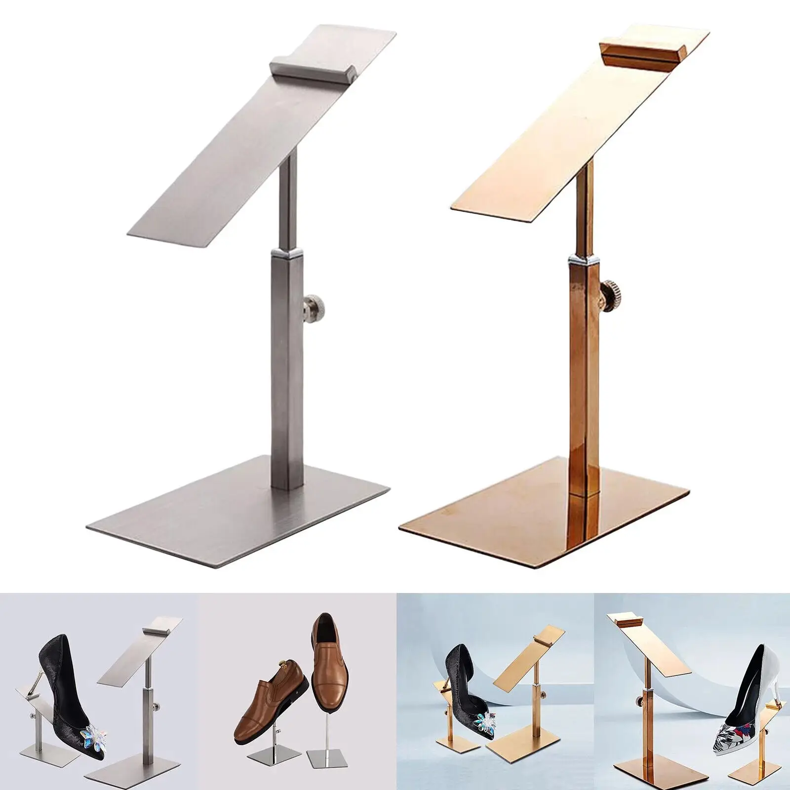 Stainless Steel Adjustable Shoes Display Showing Stand Shoe Bracket Sandal Slipper High-Heeled Shoes Holder Store Show Shelf 3