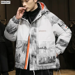 M-3xl Mens White Duck Down Jacket Winter Male Coats Zipper Stand Collar Short Style Solid Color Casual Outerwear Clothes Hy130