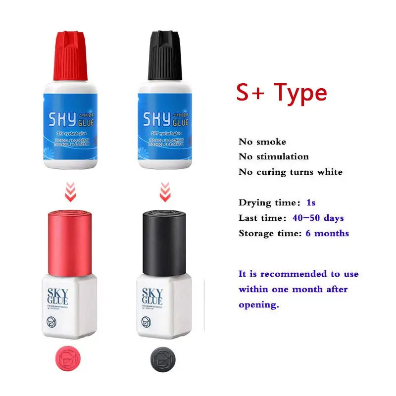 SKY S Plus 5g Glue Eyelash Extension Supplies No Irritation 1s Fast Dry Waterproof Adhesive Red Cap Black Korean Lash Glue 2