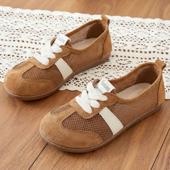 2026 summer mesh breathable casual shoes with soft soles comfortable walking shoes shallow mouth easy to step on women's shoes 1