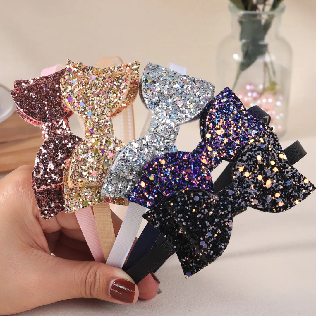 5 stücke Mädchen Haar Bögen Stirnbänder Glitter Bögen Haarbänder Mode Kinder Kinder Zähne Kunststoff Stirnband Mädchen Kinder Haar Zubehör
