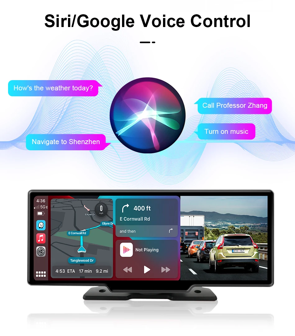 Srnubi 10,26 Zoll 4K DVR Motorrad-Navigationssystem mit Wireless Carplay & Android Auto, optional mit Dual-Objektiv-Dashcam und Rückfahrkamera, WIFI, BT5.0 – Detail 13