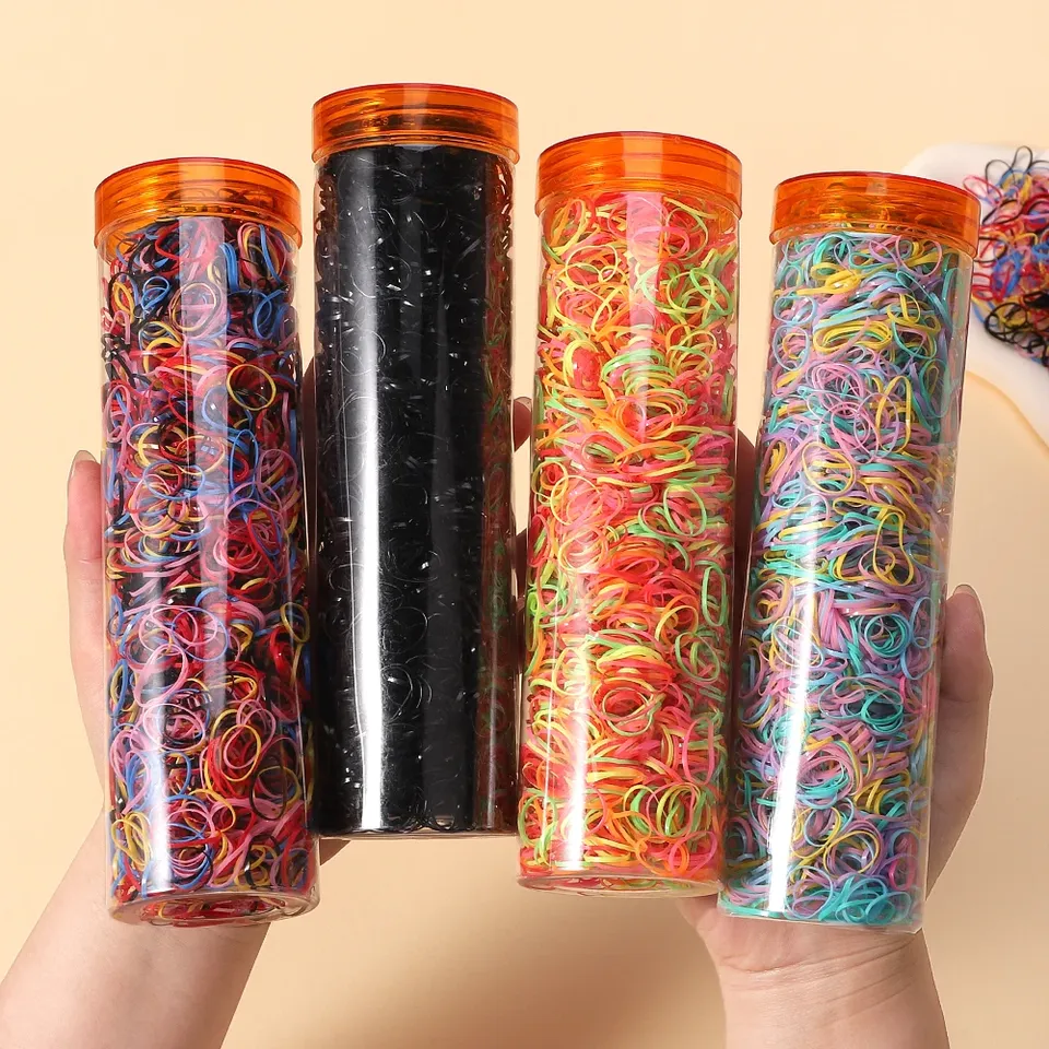 500Pcs Girls Colourful Disposable Rubber Band Elastic Hair Bands Headband Children Ponytail Holder Bands For Kids Accessories