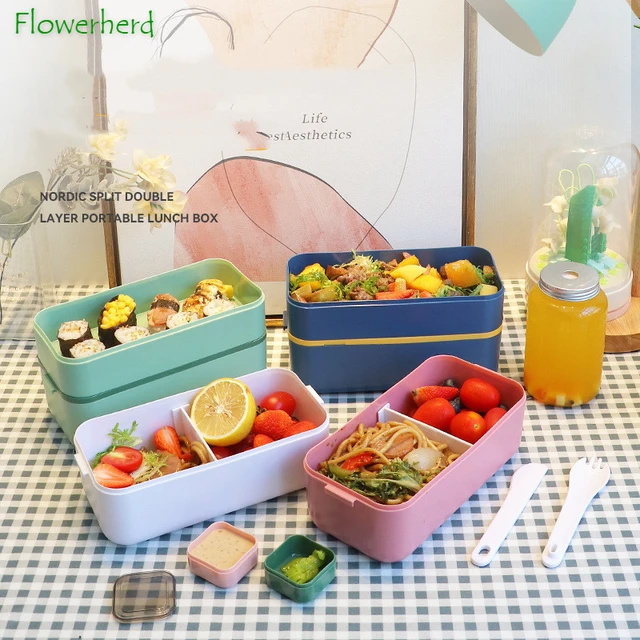1pcs Microwave Lunch Box 3 Compartments Plastic Family Food Storage  Container for Office - AliExpress