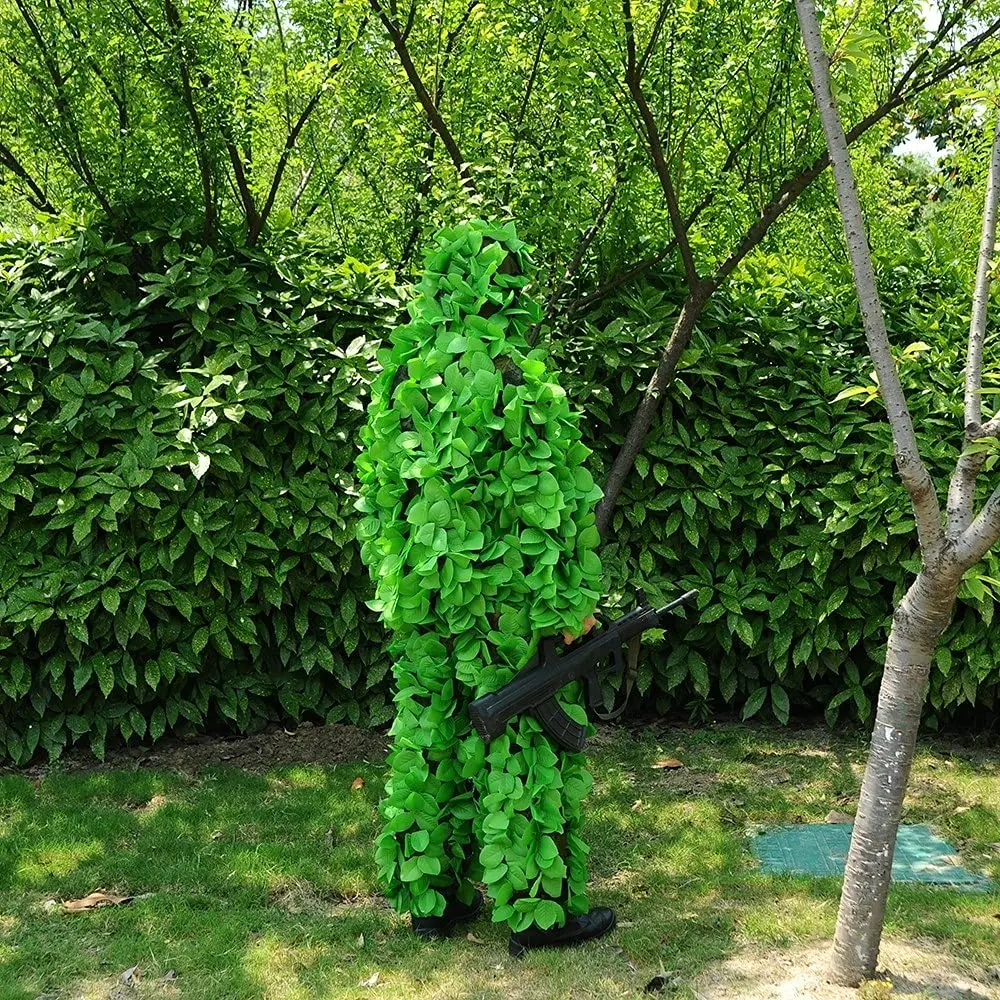 Ghillie Suit Camouflage Suit 3D Leaf Sniper Costume Suits Breathable Geely for Jungle Woodland Hunting Wildlife