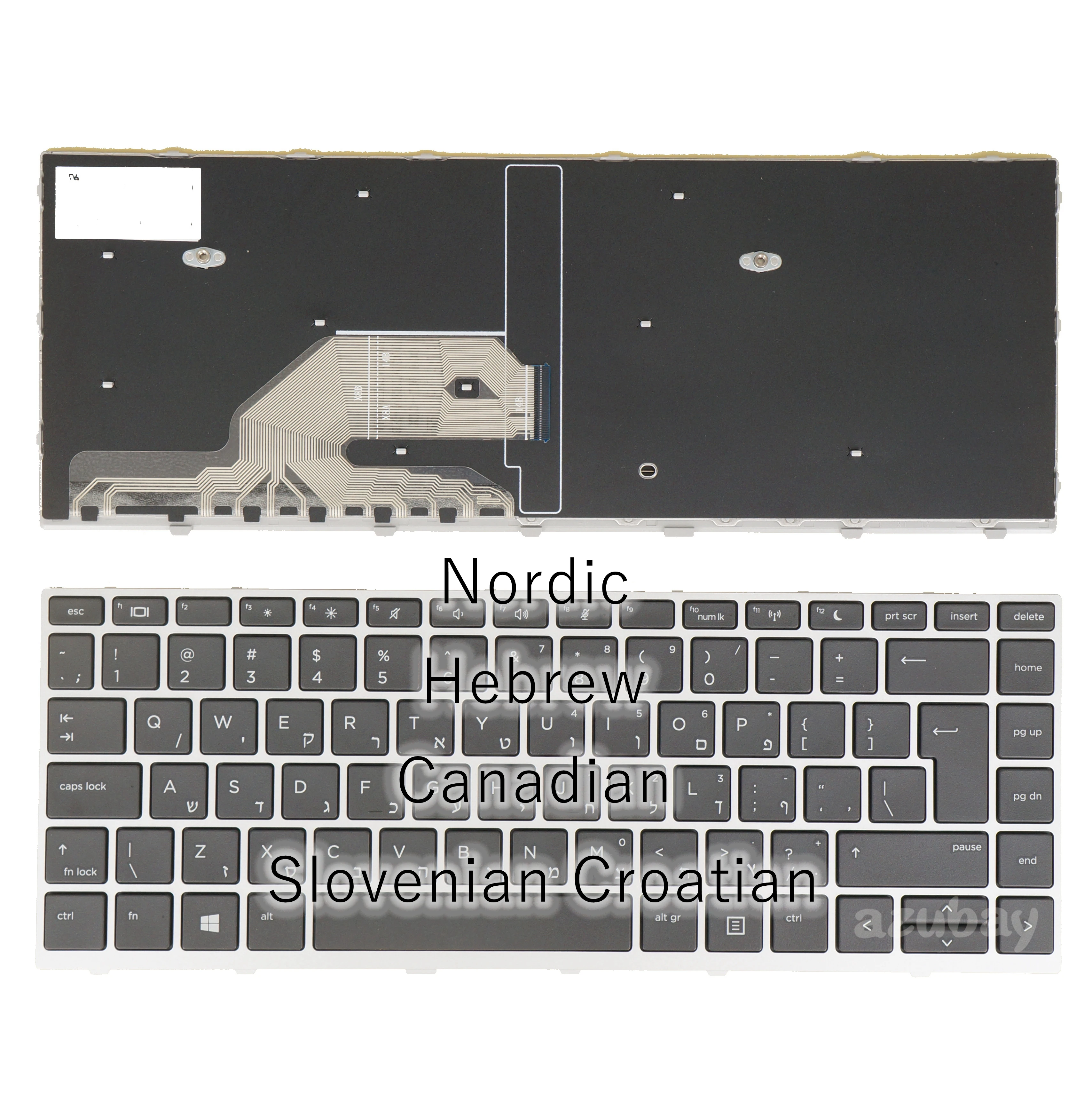 Tastiera Canadese Ebraica Nordica Brasiliana Brasiliana Per Hp Probook 430 G5 440 G5 445 G5, Zhan 66 Pro G1, Cornice Argento X360 440 G1
