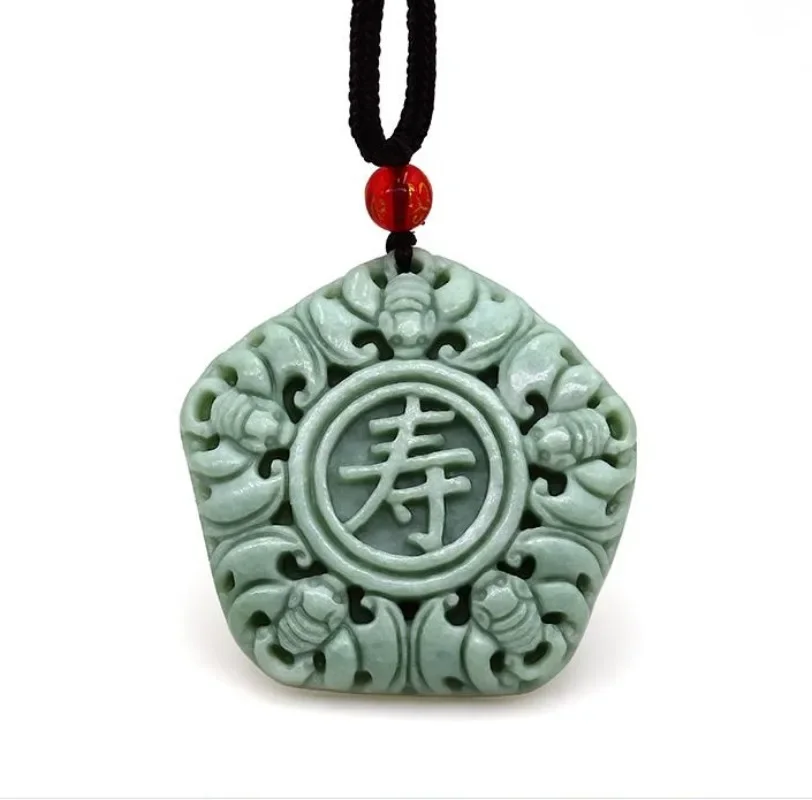 

Lantian Jade Bat Lotus Goldfish Pendant Necklace Accessories Jewelry Amulets Green Gifts Women Natural Carved Real Charms