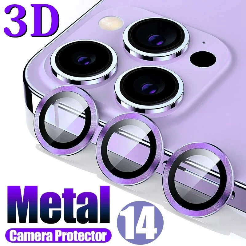 

3D Metal Diamond Camera Lens Protector for iPhone 14 Pro Max 14Plus Luminous Protective Glass