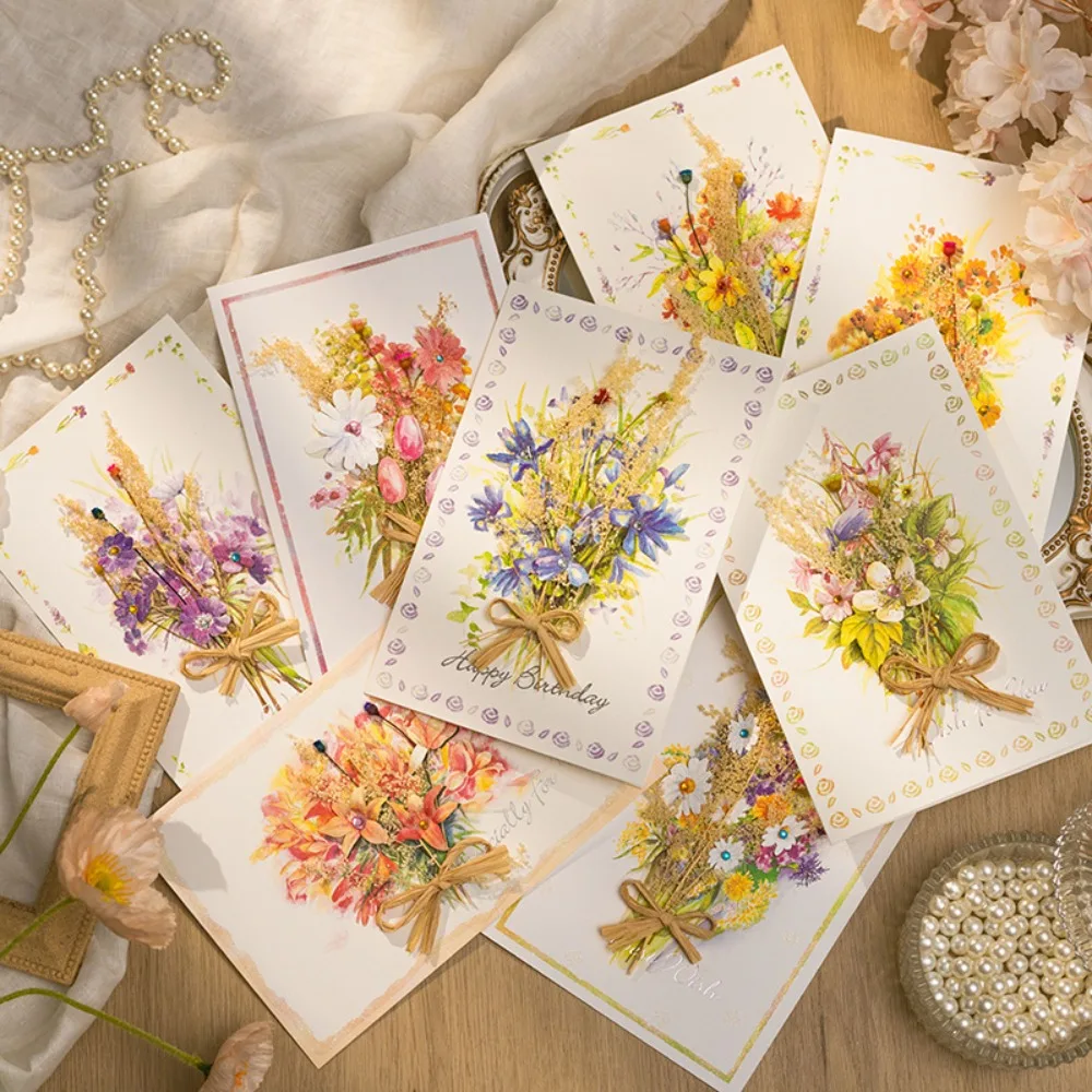 3D Dried Flower Greeting Card Envelopes Mother's Day Greeting Card Thank You Letter Invitation Business Exquisite