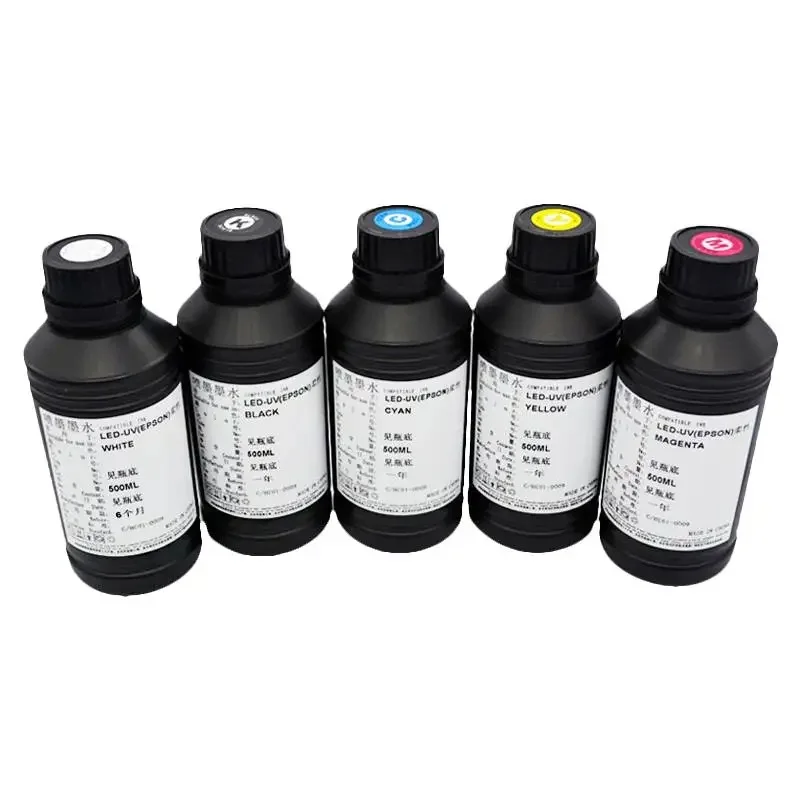 500ml UV ink for Epson xp600 tx800 i1600 i3200 4720 L1800 L1850 1390 UV Curing LED ink for Flatbed DTF Wall Printers