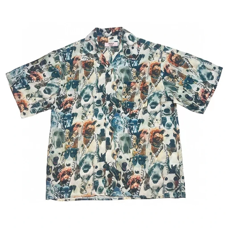 

Summer Martine Rose Logo Shirt Men Women Streetwear Beach Hip Hop Best Quality Full Print Dog Print Hawaiian Top Shirts