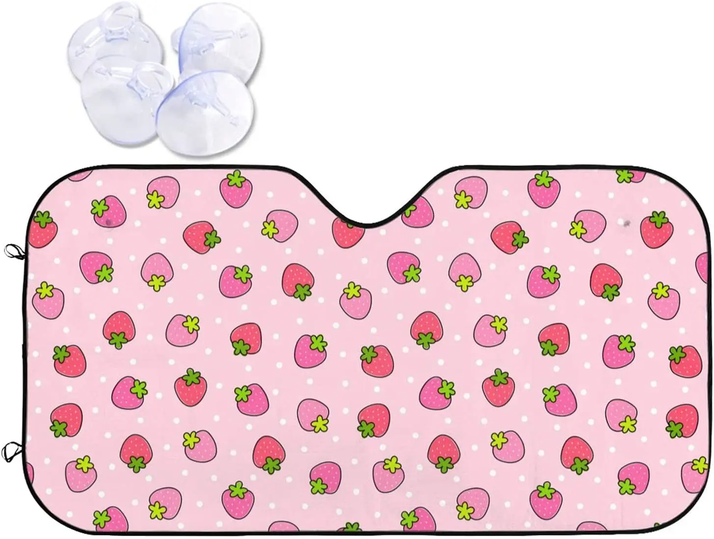 

Dujiea Car Front Window Sunshade, Pink Strawberry Foldable Auto Windshield Sun Shade Uv Heat Sun Visor Protector-Keeps Your Vehi