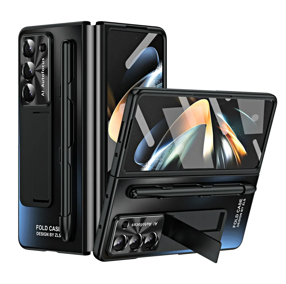 Plating Hinge 360° Shockproof Kickstand Case with Pen and Full Screen Protector