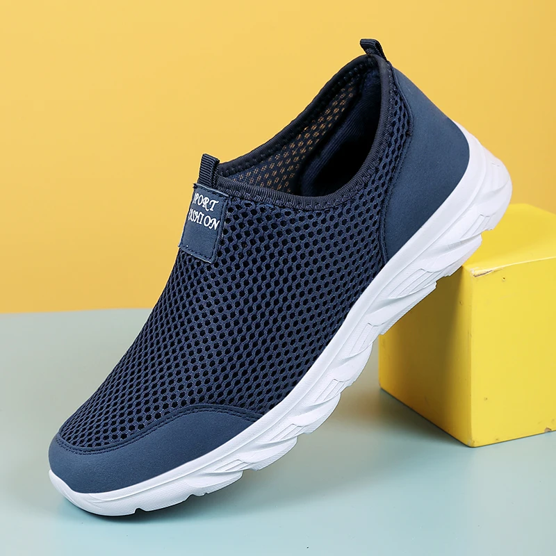 

Breathable Summer Sneakers Men Casual Sport Shoes Light Weight Mesh Footwear For Running Slip On Walking Shoes
