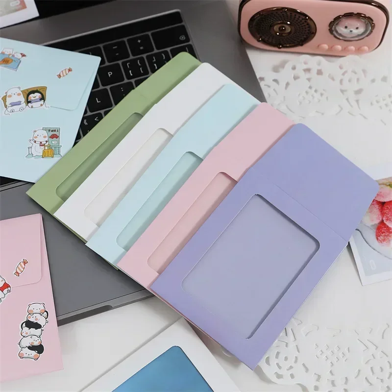 Paper Window Envelopes Transparent Card Holder DIY Photocards Frame Storage Gift Packaging Bag Kawaii Pocket Envelope window envelopes 5/10pcs
