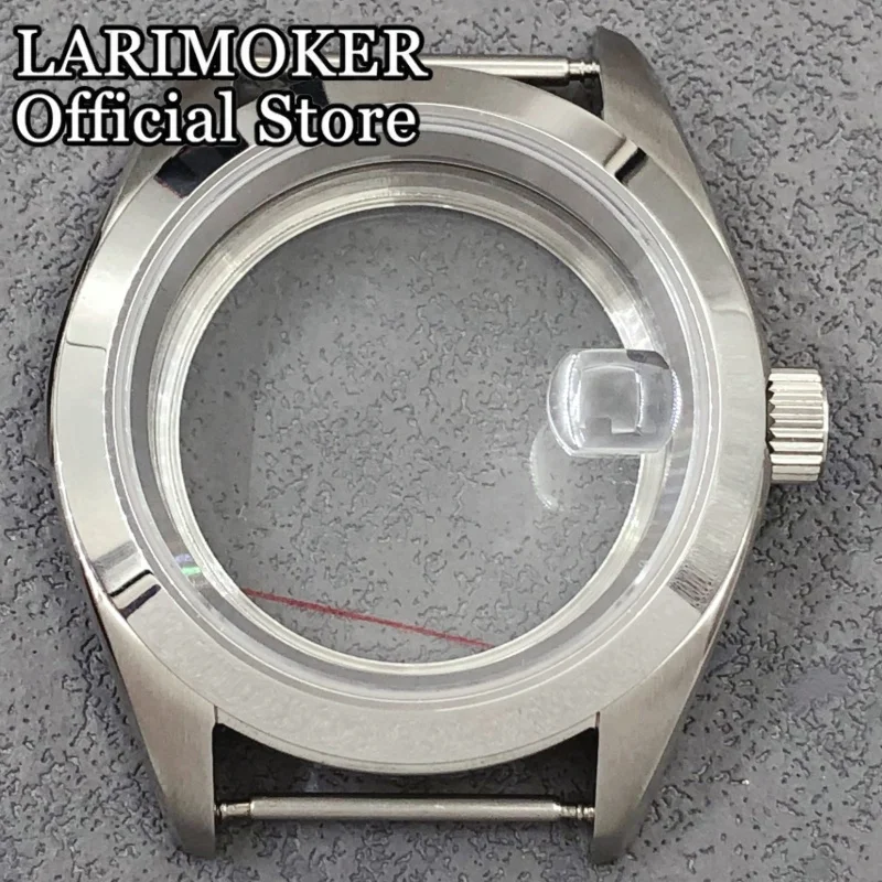 LARIMOKER 38 mm Saphirglas-Silber-Uhrengehäuse, polierte Slope-Lünette, wasserdicht, passend für NH34NH35ETA2824 PT5000 Miyota9015 Uhrwerk – Detail 6
