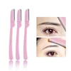 3Pcs/Set Foldable Eyebrow Trimmer Blades Beauty Pink Eyebrow Shaper Shaver Women Men Facial Brow Hair Remover Razor Makeup Tools 2