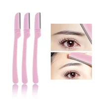 3Pcs/Set Foldable Eyebrow Trimmer Blades Beauty Pink Eyebrow Shaper Shaver Women Men Facial Brow Hair Remover Razor Makeup Tools 2
