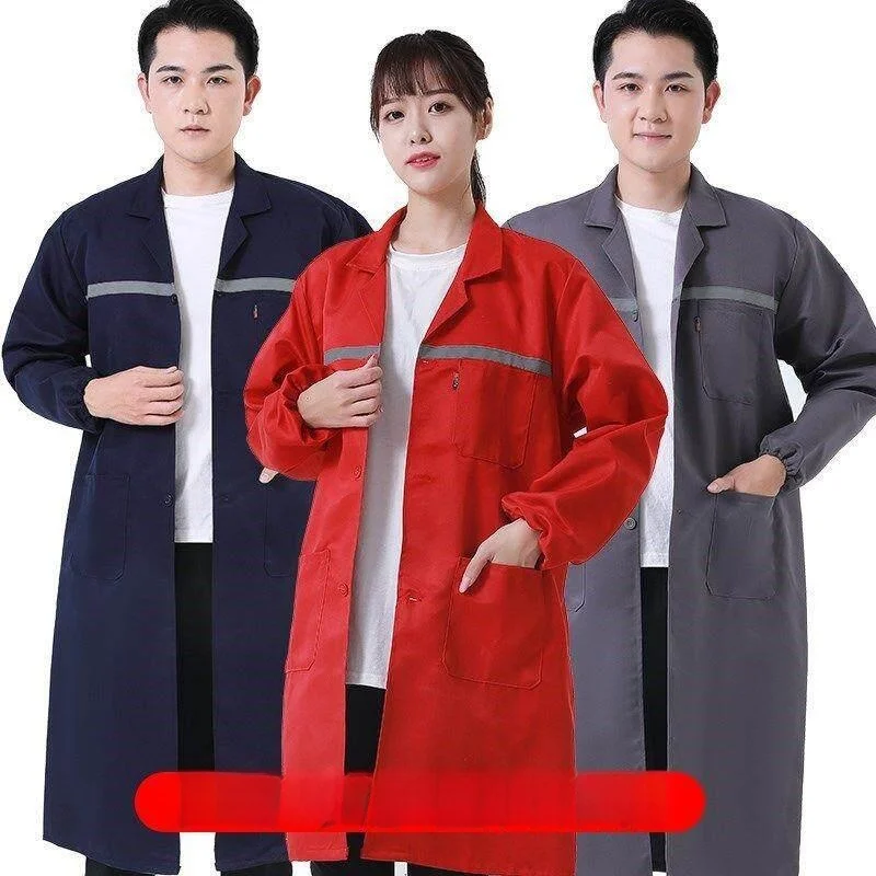긴팔 작업복 그레이트 코트 두꺼운 남성용 롱 스타일 내마모성 통기성 리프팅 작업 보호복 방진 작업복