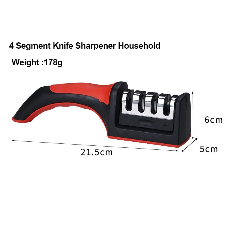 Kitchen 4Segment Knife Sharpener Household Multi-Functional Hand-Held Three-Purpose Black Sharpening Stone 6