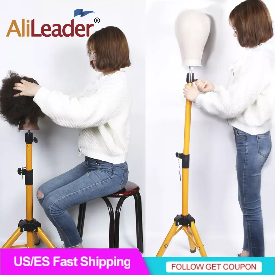 AliLeader 55 Inch Wig Stand Tripod Mannequin Head Stand Wig Stand Tripod  with Head Wig Head Stand with Manequin Head Wig Tripod Stand with Tool Tray