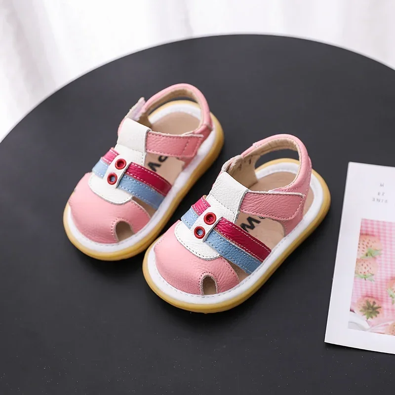 Summer Infant Toddler Casual Shoes Baby Girls Boys Sandals Kids Genuine Leather Sandals Soft Sole Children Anti-collision Shoes 4