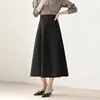 Solid Simplicity Elegant A-line Skirt Spring Autumn New High Waist Zipper Temperament Half Skirt Casual Fashion Women Clothing 1