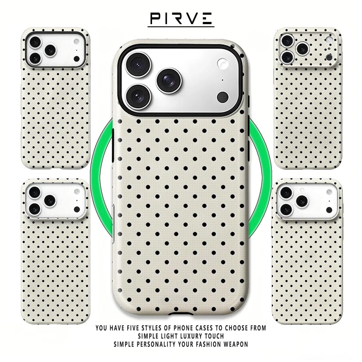 Korean Film-Inspired Polka Dot Cream and Black Hard Phone Case