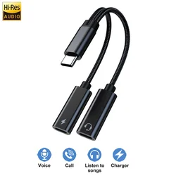 Dual USB - C Splitter: Audio Adapter and 60W Fast Charging Solution (Double C Black)