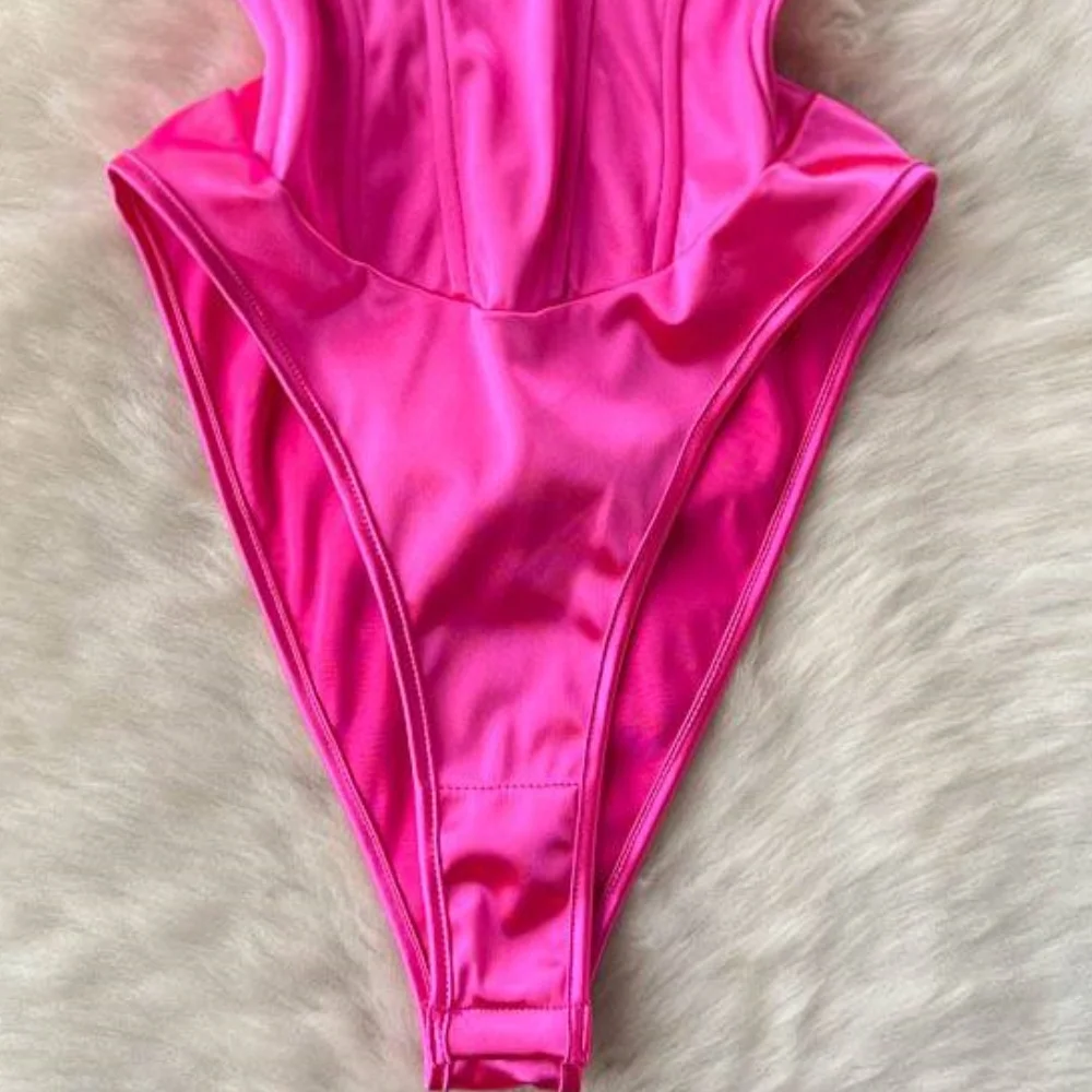 Fish Bone Waist Cinched Women's Bodysuit Rose Hotsweet Women's Pajamas Y2K Slim Sexy Sleeveless V-Neck Top Erotic Lingerie Hot