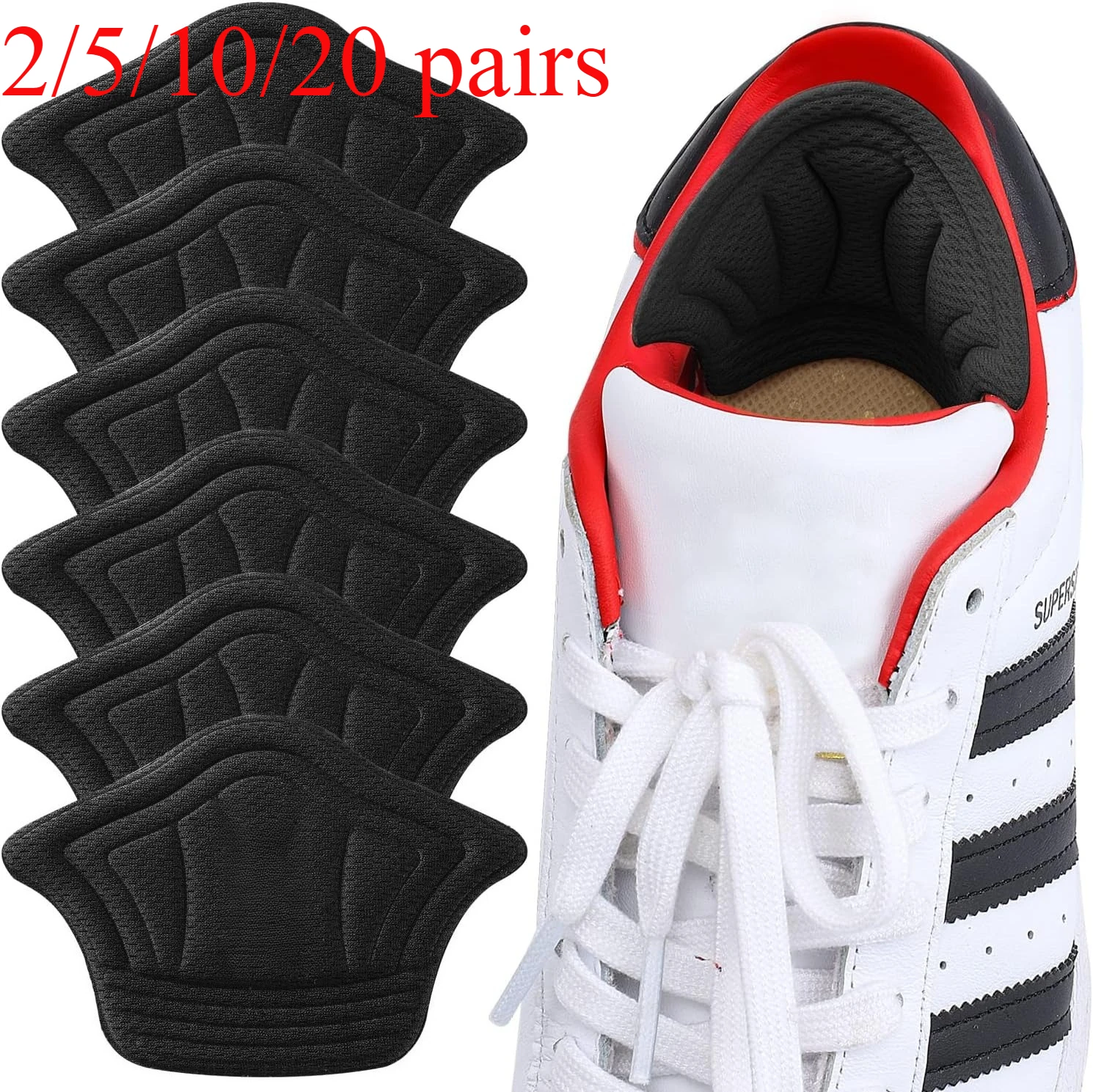 1/3/5 Paar Einlegesohlen für Schuhe, Fersenpolster, Sport-Winterschuhpolster, Rückseitenaufkleber, verstellbare Patches für Turnschuhe, Kisseneinlage – Detail 1
