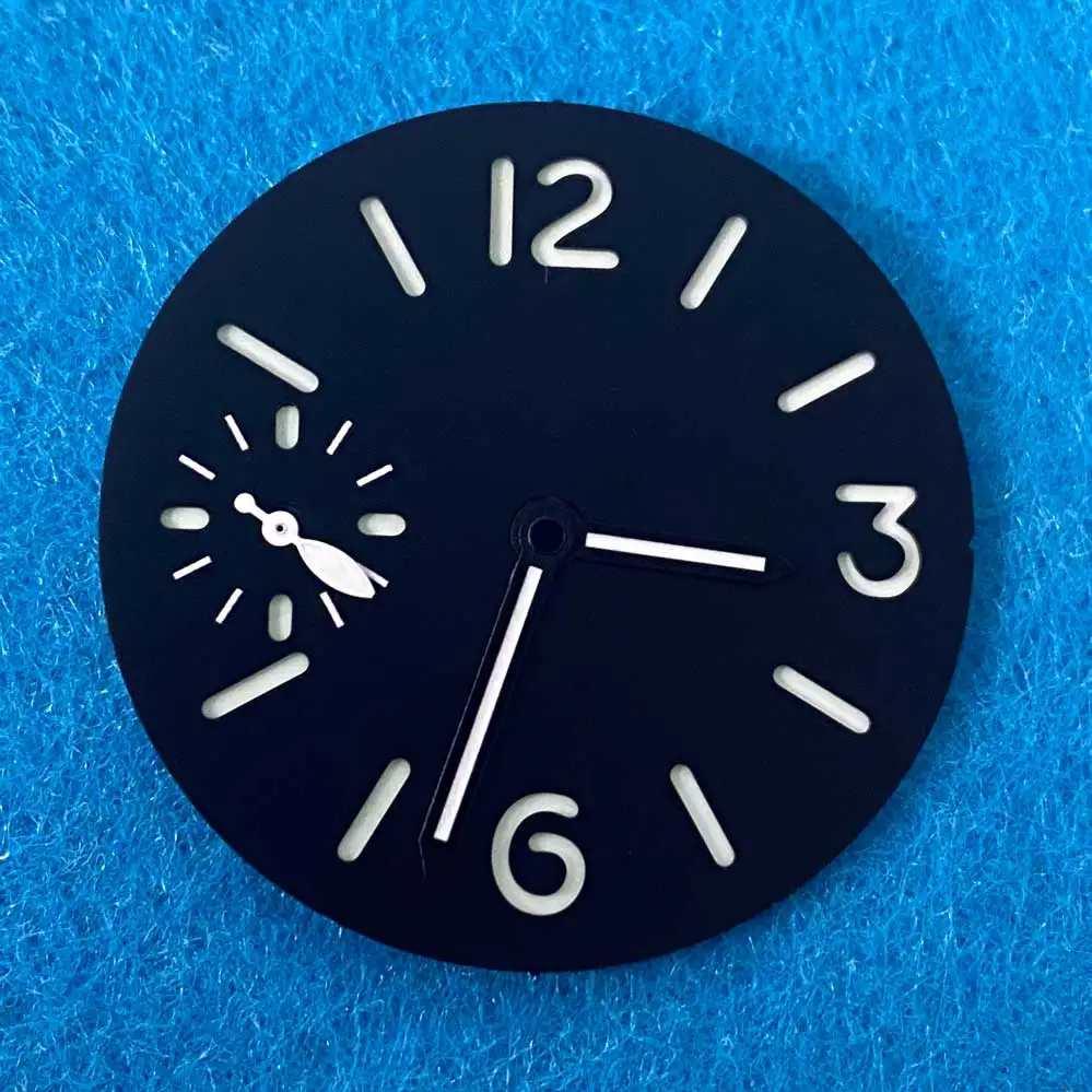 34.5mm Watch Dial Face Insert Parts with Watch Hands for ETA6497/ ST3600 Movement Green Luminous Accessories Modify watch dial accessories watch face accessories