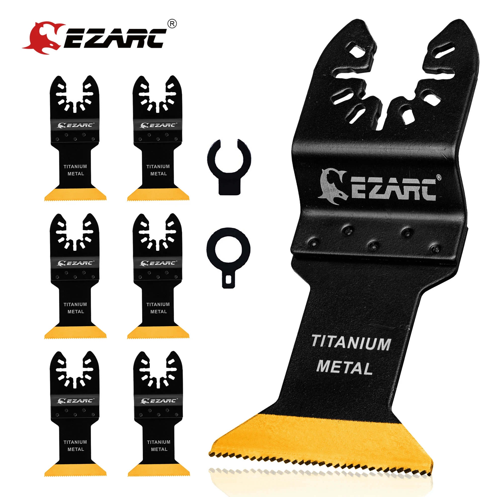 

EZARC 6Pcs Oscillating Multitool Blades Titanium, Universal Oscillating Tool Saw Blades for Metal Wood Nails Screws Cutting
