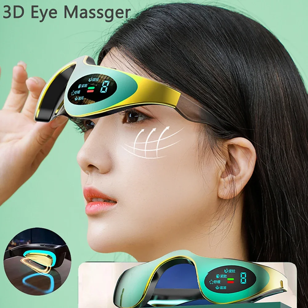 Upgraded EMS Eye Massager with Bluetooth Music Heat and Air Pressure Massage for Headache Relief Smart Portable Gift Men Women