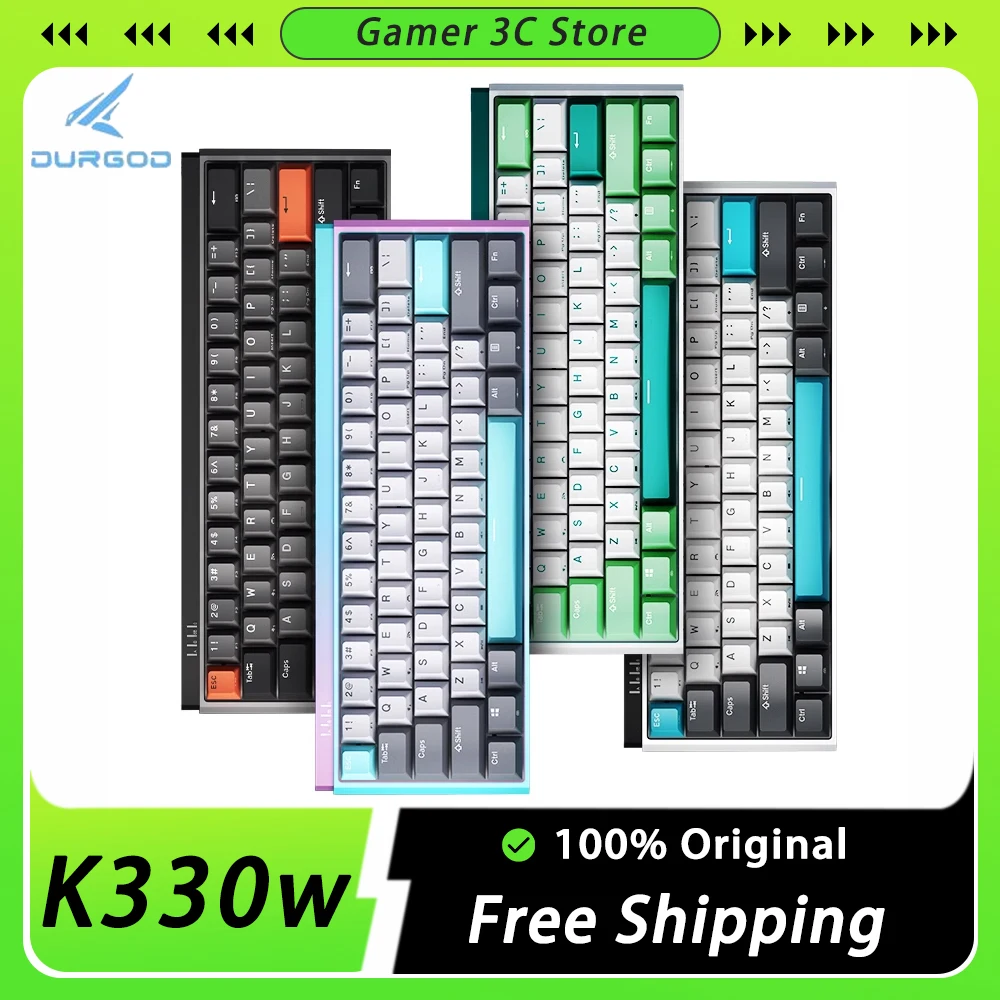 

DURGOD K330w Wireless Mechanical Keyboard Three Mode Hot Swap 61 Keys Gaming Keyboard 530g Portable Pc Gamer Laptop Mac Office