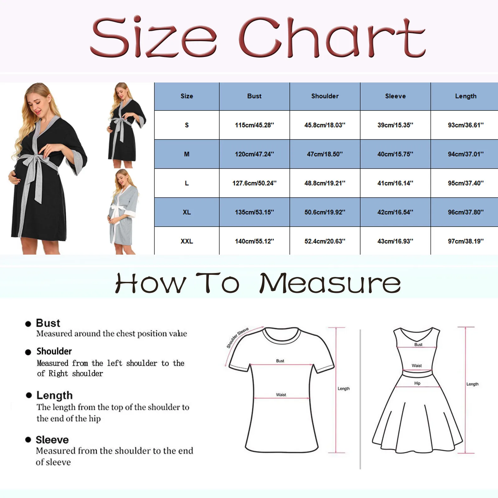 Women's Bathrobe Maternity Robe Nightgown Postpartum Home Nursing Dress Feeding Pajamas For Pregnant Belted Kimono Sleepwear
