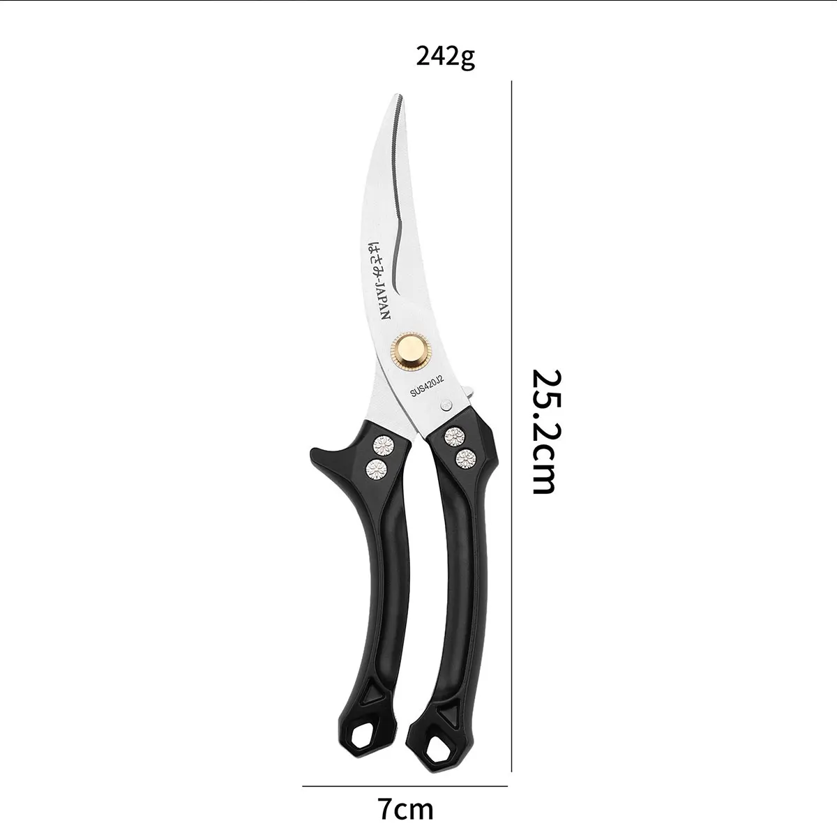 상업용 등급 스테인레스 스틸 가위 - 주방/야외용 올스틸 멀티 도구 |   미끄럼 방지 그립 및 식기세척기 사용 가능