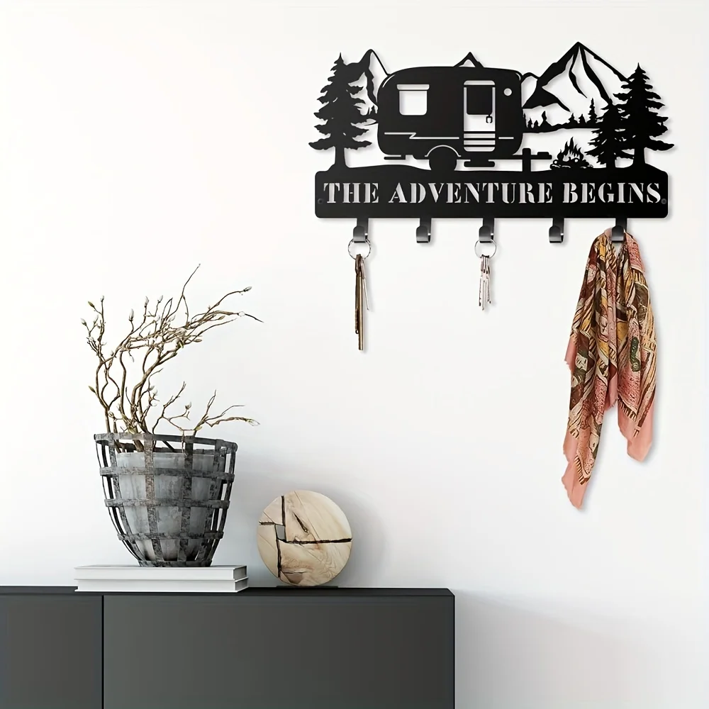 Keyholder for Wall Decorative Metal Camper Key Rack Hanger with Hook Christmas Wall Decor Rustic Key Hook for Wall Mounted Decor 3