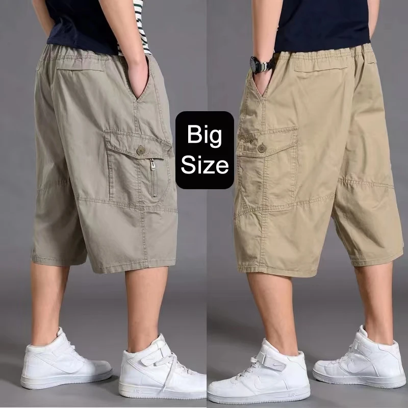 Oversize Men Cotton Shorts Fat Cargo Shorts Casual Plus Size Cropped Pants Sports Outdoor Pockets Military Tactical Summer 6XL
