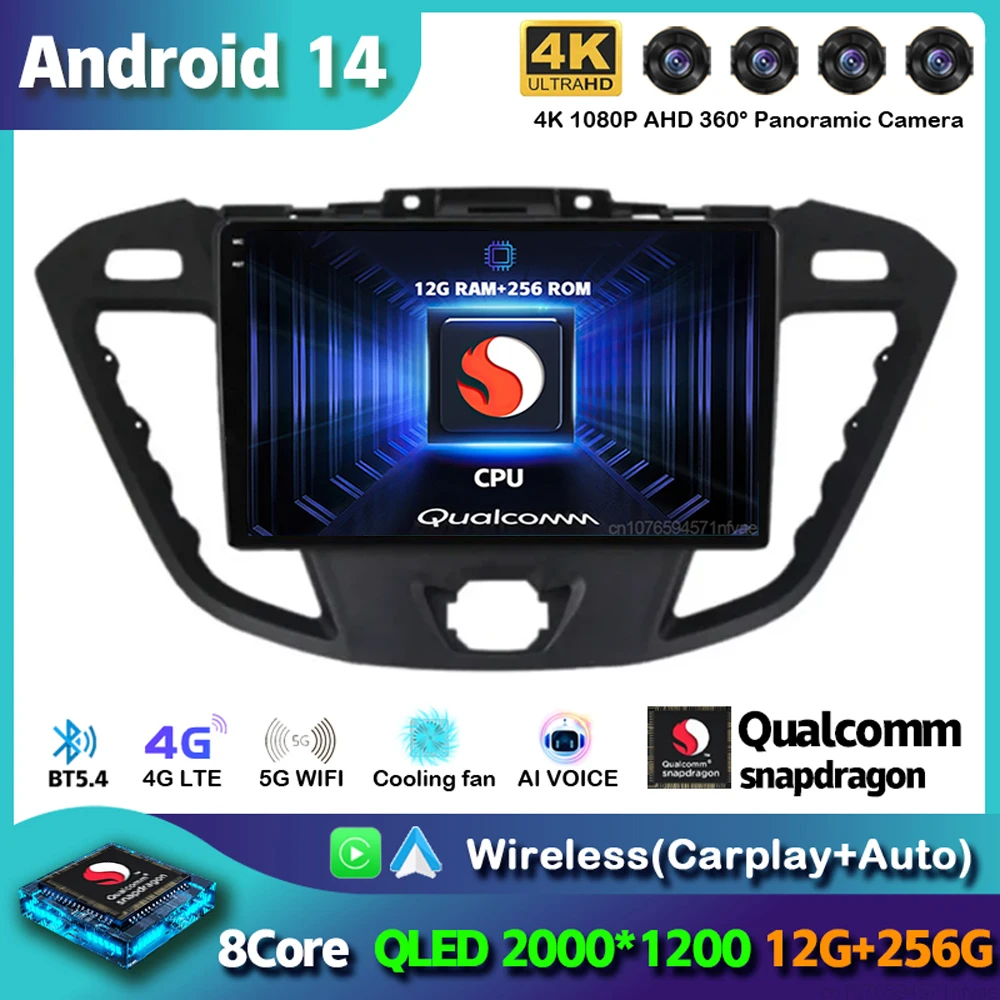 Android 14 Carplay Auto Per Ford Transit Tourneo Custom 2013-2021 Autoradio Di Navigazione 2 Din Multimedia Player Head Unit Stereo