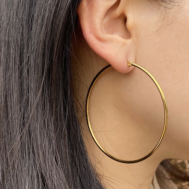 Newest Asymmetry Metal Letter V Hoop Earrings for Women Korean Earrings  Stainless Steel Circle Round Hoop Earrings Jewelry Gift - AliExpress