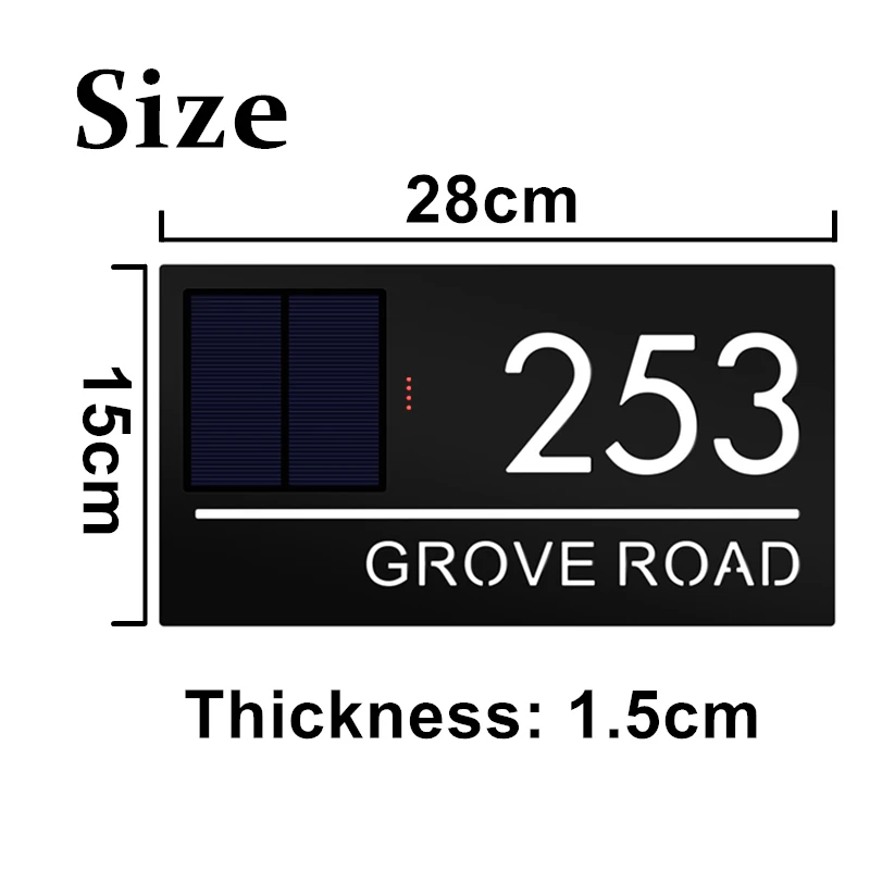 Solar LED Acrylic House Number Sign Front Door Personalized Address Plate house number signs