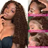 13x4 Hd Chocolate Brown Deep Wave Lace Front Wig Glueless Curly Lace Frontal Human Hair Wigs Pre Plucked Colored Wig For Women 3