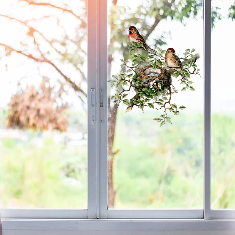 Cartoon Cute Bird Nest Sticker Decoration Window Waterproof Self-Adhesive Sticker 1PC window stickers