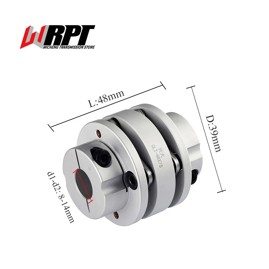 

CLT Step Double Diaphragm Coupling Aluminum Alloy Elastic Connecting Sleeve with Keyway Double Flange Coupling CLT-39X48