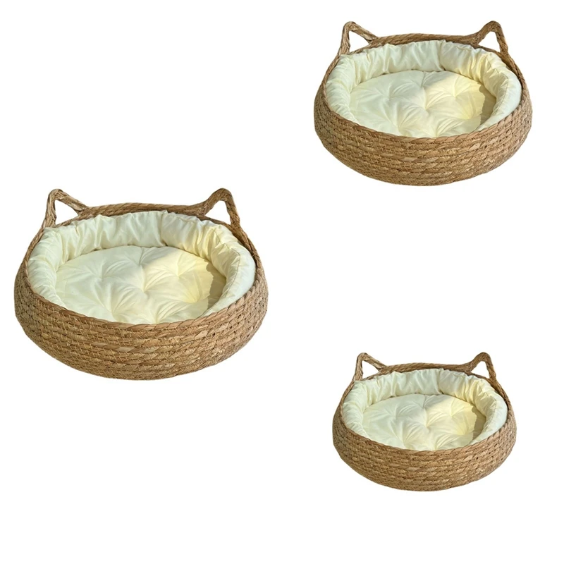 

Удобная кровать для кошки и собаки, летняя Когтеточка из ротанга, моющийся наполнитель для кошек, товары для кошек, тканая Съемная подушка