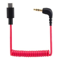 USB C To 3.5Mm Cable For RODE Wireless Go II, Coiled Right Angle TRS Male DAC AUX Adapter Audio Cord Replacement 1